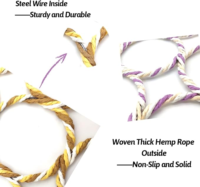 BNOSDM 3 Packs Bird Hemp Rope Net Swing Climbing Rope Net - Image 5