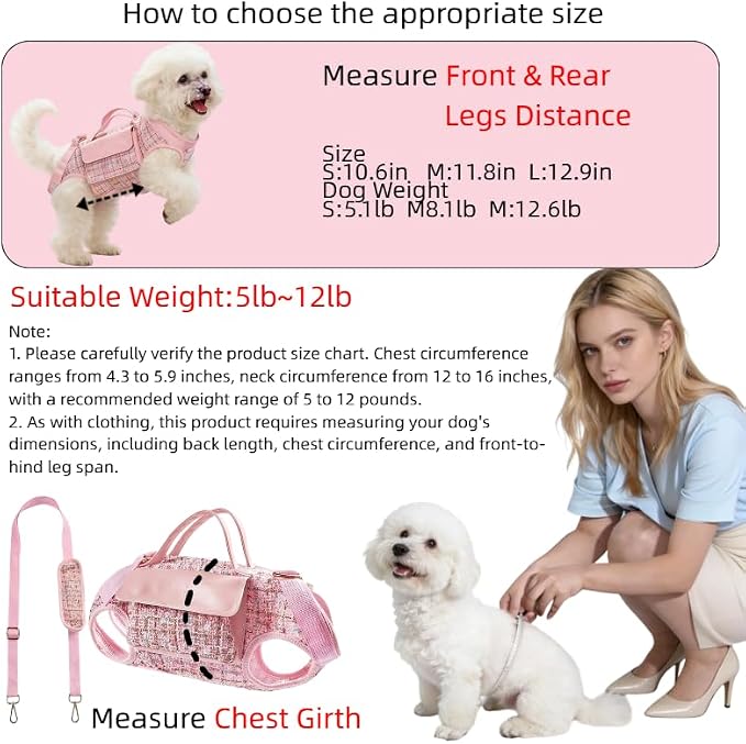 Dog Lift Harness Backpack for Small Dogs Cats, Adjustable Straps Dog Sling - Image 2