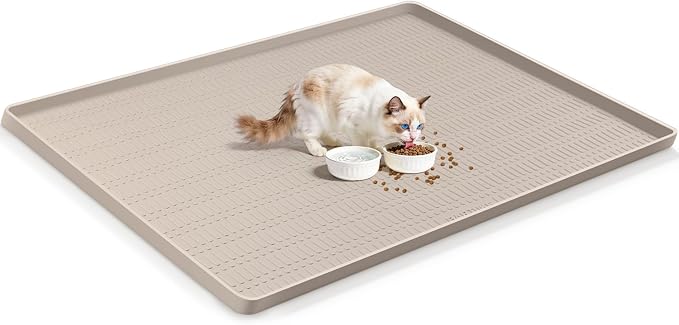 47" x 35" Silicone Cat Food Mat, Waterproof Pet Feeding Mat by Kalolary