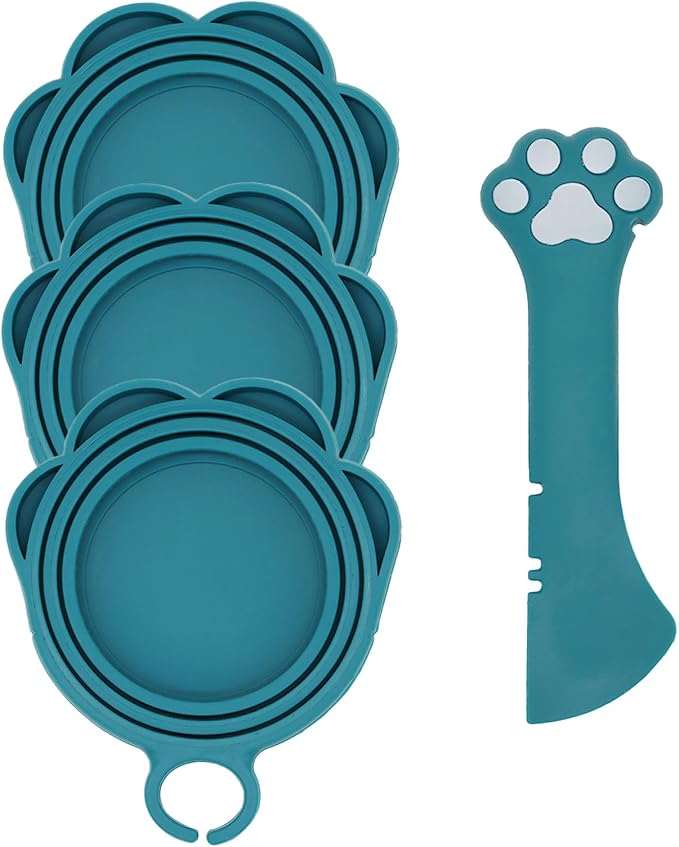 Cat Food Can Spoon & 3 Pcs Can Lids | Cute Paw Shape Covers & Opener by DORUI