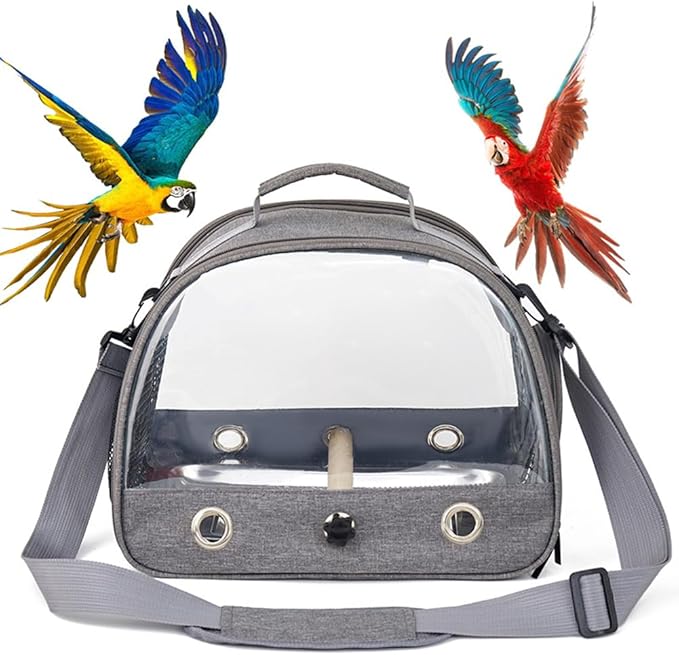 Bird Travel Carrier with Stainless Steel Tray, Lightweight Breathable Parrot - Image 7