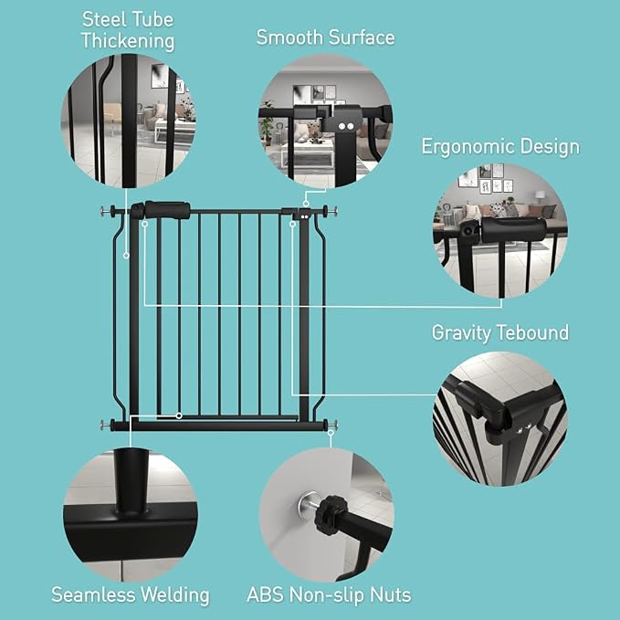 WAOWAO Baby Gate 62.19-66.92" Extra Wide Pressure Mounted Walk Through Swing - Image 2