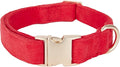 Soft Cotton Dog Collar with Metal Buckle Adjustable Heavy Duty Comfy Corduroy by YUDOTE