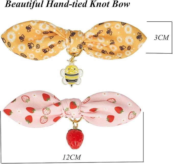 2 Pack Cotton Cat Collar, Removable Bowtie, Floral Pattern, Safety Breakaway - Image 4