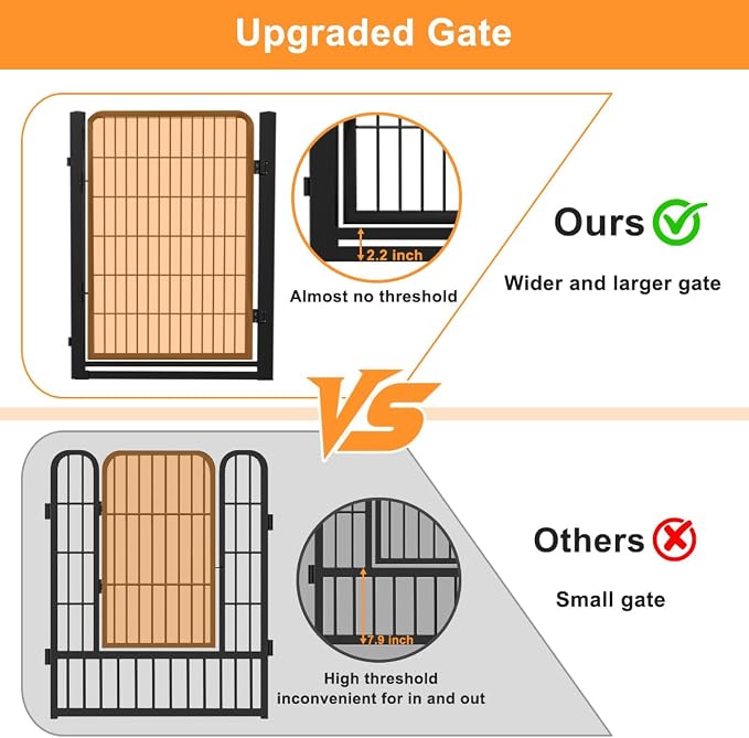 Wide Gate Dog Fence Outdoor Pens Outside, Portable Dog Play Pen 40" H 22 Panels - Image 2