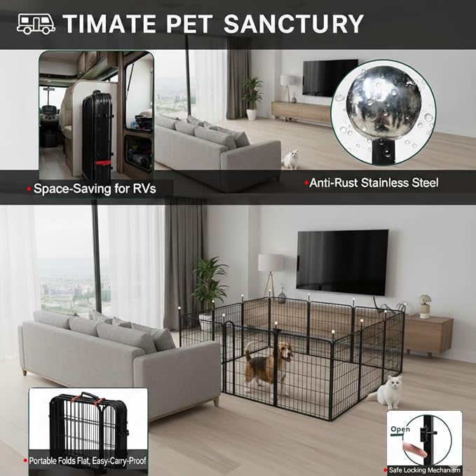 Dog Play Pen Indoors/Outdoor, 12 Panels Dogs Pen Play Pen - Image 4