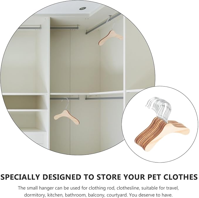 DOITOOL Wooden Dog Hangers for Pet Clothes 8.66 Inch Solid Wood Small Pet - Image 3