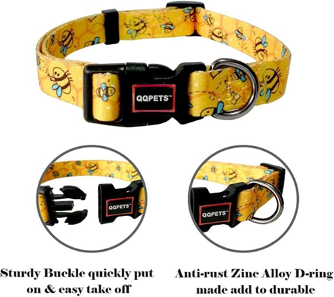 QQPETS Adjustable Soft Dog Collar: Print Flower Pink Multicolor Cute Patterns - Image 3
