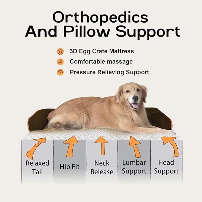 Orthopedic Large Dog Bed Washable: Brown Gaint Size Dog Beds - Image 2