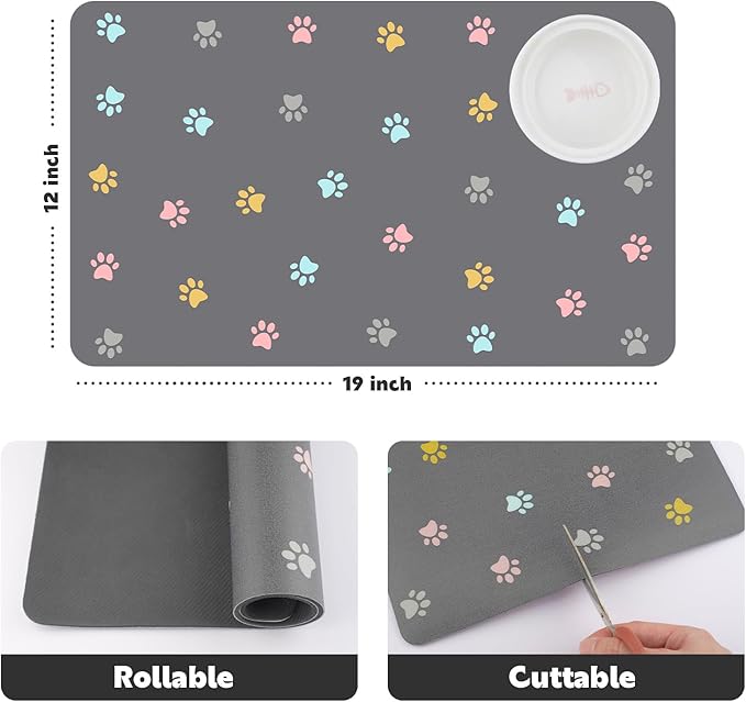 Cat Food Mat Absorbent Dog Mat for Food and Water Non Slip Quick Dry Dog Bowl - Image 4
