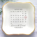 Custom Date Calendar Ring Dish Engagement Gift, Announcement Engaged Trinker by Anniversaree