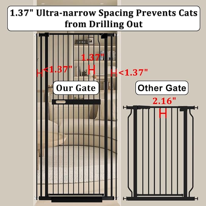 WAOWAO 71" Extra Tall Cat Pet Gate 29.92-61.42" Wide Pressure Mounted Walk - Image 2