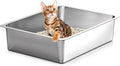 Kirecoo Stainless Steel Cat Litter Box, Small Metal High Sided Cat Pan Box by Kirecoo