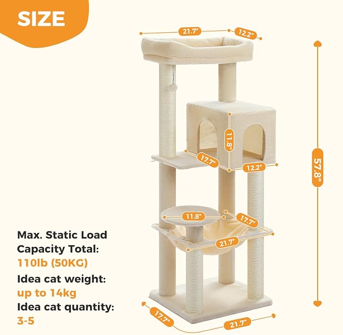 Large Cat Tree with Reinforced Scratching Posts - Image 7