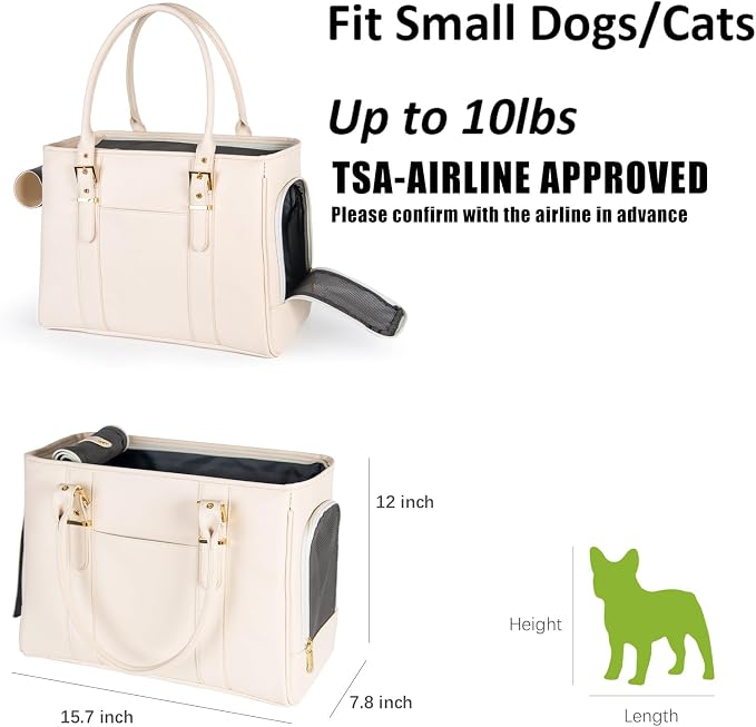 Fashion Pet Carrier Dog Purse Cat Bag Soft-Sided Carriers Travel Airline - Image 2