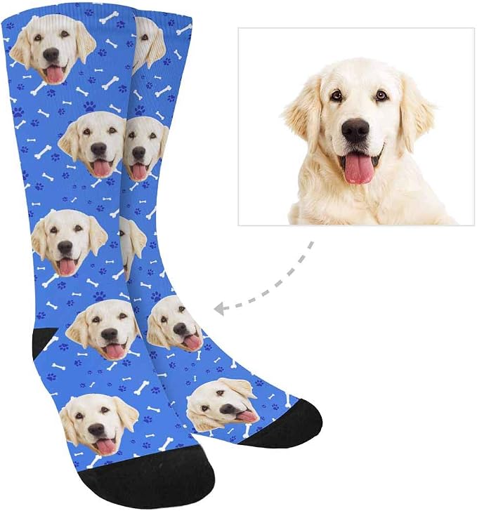 MyPupSocks Custom Personalized Photo Pet Face Socks, Cat and Dog Tracks Paws - Image 3