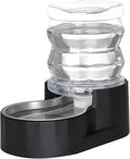 RIZZARI Automatic Gravity Pet Waterer Dispenser : 4L Black Stainless Steel Bowl by RIZZARI