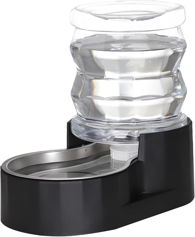 RIZZARI Automatic Gravity Pet Waterer Dispenser : 4L Black Stainless Steel Bowl by RIZZARI