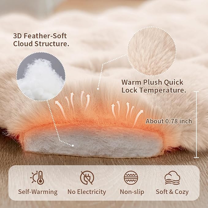 Self-Warming Dog Bed, Plush Faux Fur Mat - Image 5
