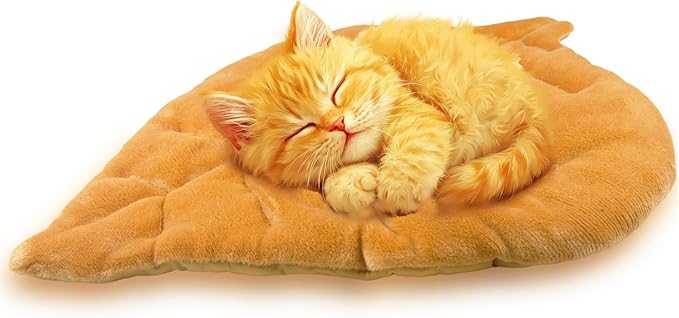 Leaf Shaped Self-Warming Cat Bed Mat – 26"x20" Flannel & Cotton Pet Pad by Romaneco