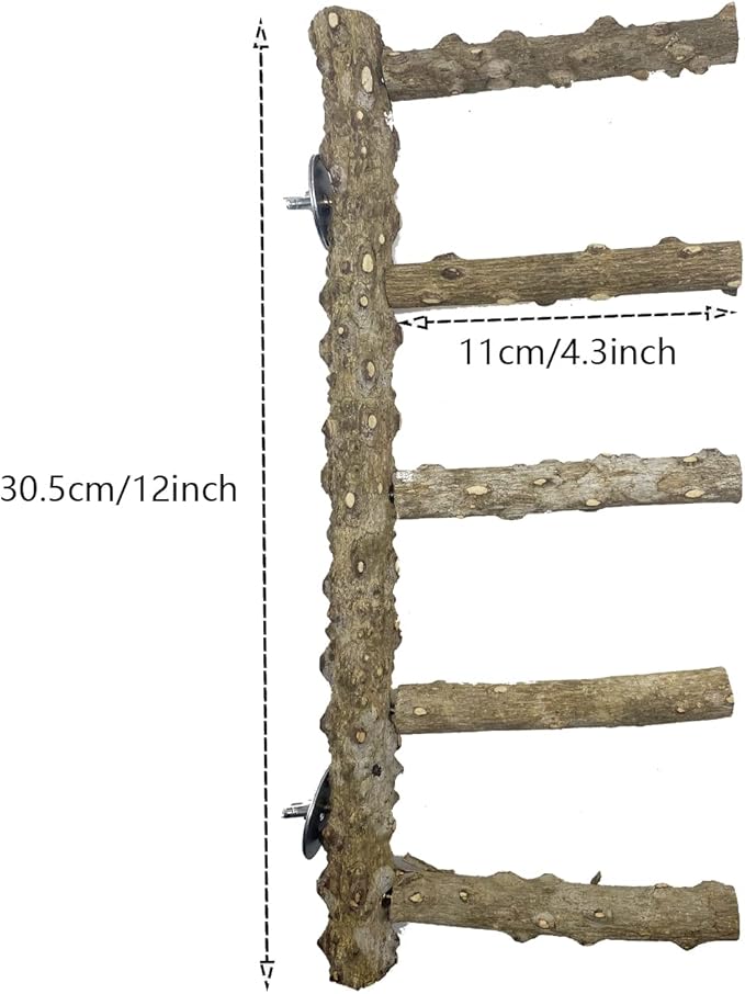 Allazone 3 PCS Nature Wood Bird Ladder Perch Nature Wood Stand Parrot Chew Toy - Image 2