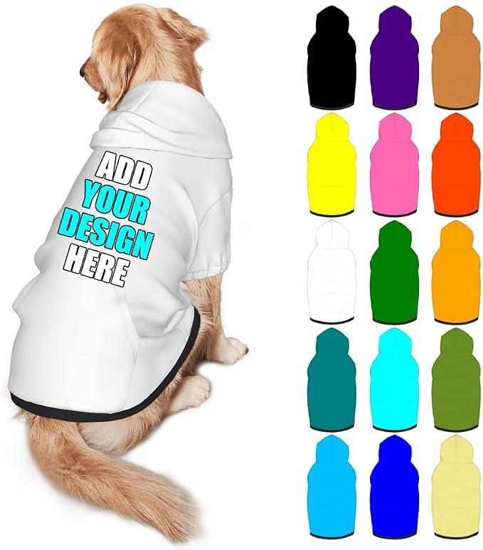 Custom Dog Hoodie Personalized Photo Text Logo Name Dog Clothes, Soft & Warm by Mynvzrk