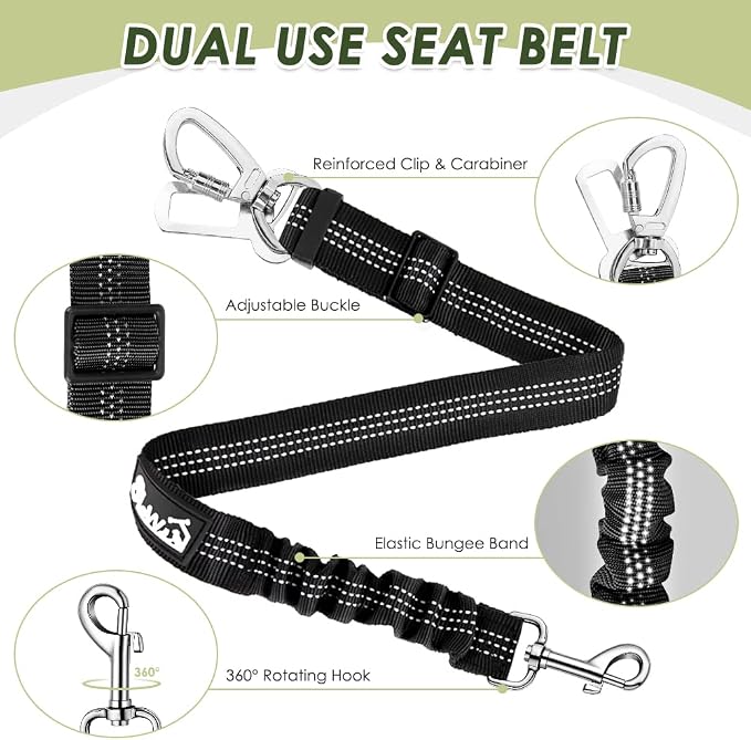 SlowTon Dog Seat Belt Harness for Car, Dog Car Harness Adjustable Mesh - Image 3