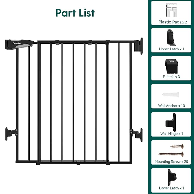 Babelio Baby Gate for Stairs & Doorways, 26-43" W 34" H Extra Tall| No Bottom - Image 7