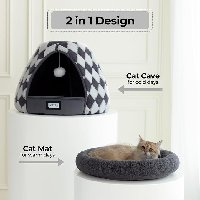 BALANCE Cat Beds for Indoor Cats, 2-in-1 Cat Bed Cave - Image 7