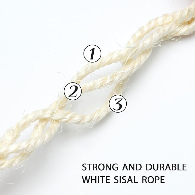 Natural Sisal Rope 8mm 98-Feet for Cat Scratching Post Tree Tower Replacement - Image 3
