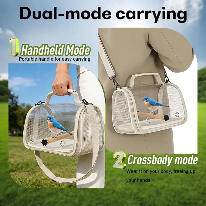 Hands Free Small Pet Cage with Breathable Mesh Windows Parrot Backpack - Image 3