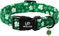 St. Patrick's Day Dog Collar, UP URARA PUP Shamrock Adjustable Pet Collar by UPURARAPUP