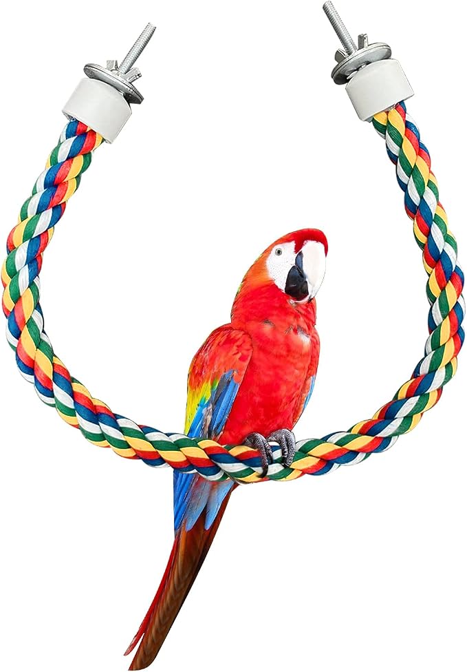 2PCS Bird Rope Perches, Colorful Cotton Parrot Toys Comfy Perch - Image 6