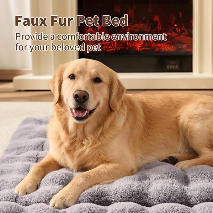 Self-Warming Dog Bed, Plush Faux Fur Mat - Image 4
