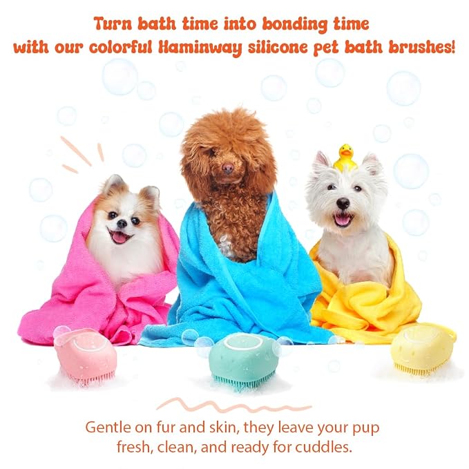 HamInWay Dog Bath Brush, 2-in-1 Dog Grooming Brush - Image 8