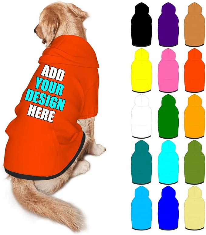 Custom Dog Hoodie Personalized Photo Text Logo Name Dog Clothes, Soft & Warm by Mynvzrk