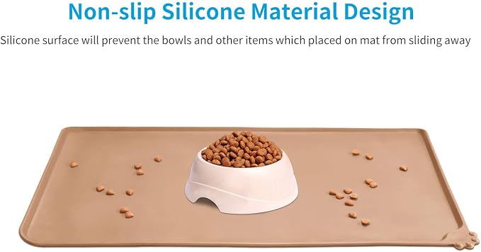AUDWUD Silicone Waterproof Pet Feeding Mats, Anti Slip Bowl Pad, Dog Mat - Image 2