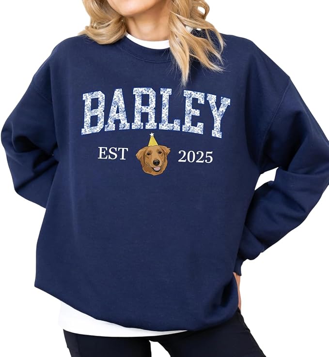 Custom Pet Sweatshirts with Photo and Name, Personalized Dog Sweatshirt by Unknown