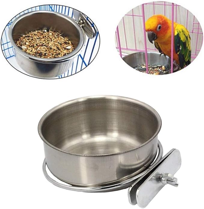 PINVNBY Parrot Feeding Cups Birds Food Dish Stainless Steel Parrot Feeders - Image 4
