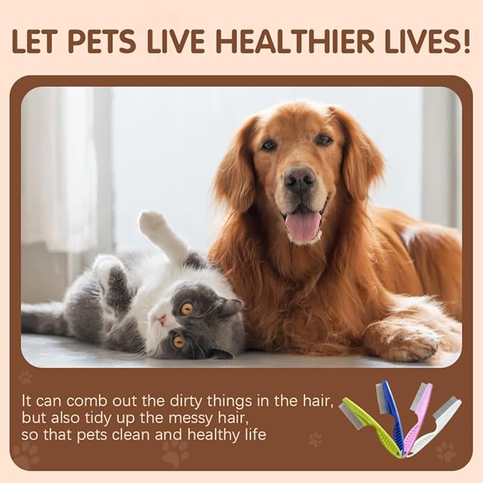 2 Pack Multifunctional Pet Comb, Upgrade Pet Grooming Brush Magic Tear Stain - Image 4