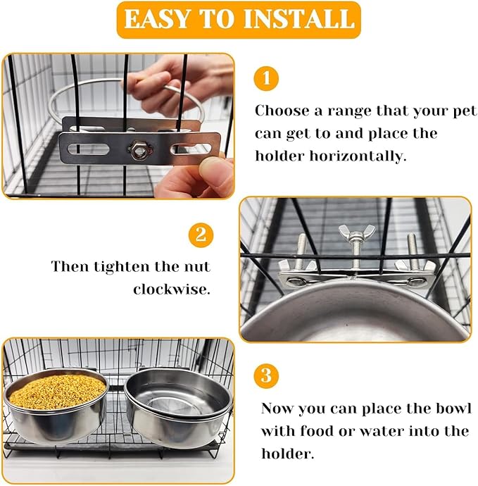 PINVNBY 2pcs Stainless Steel Bird Bowl Feeding Dish Cups - Image 5