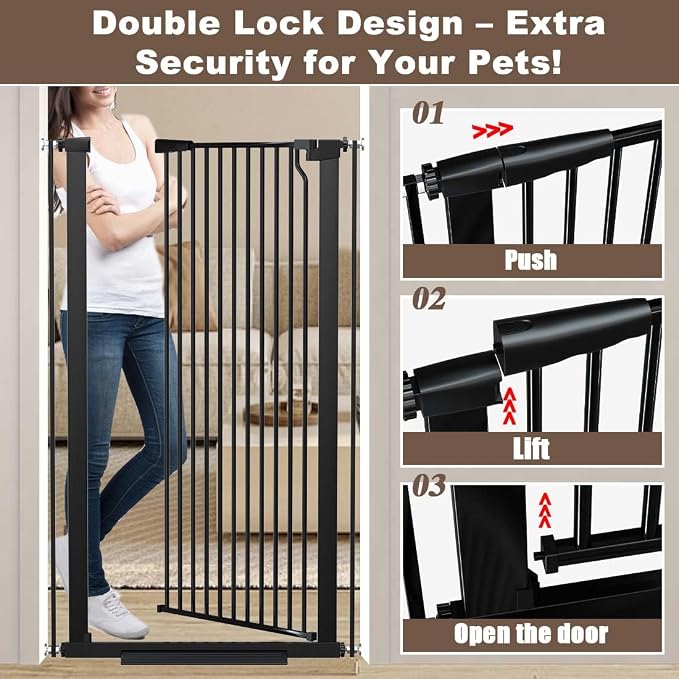 Fairy Baby 51.18" Extra Tall Cat Gate, 29.5"-32.6" Adjustable Width Auto Close - Image 4