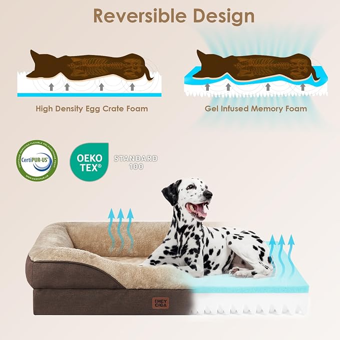 EHEYCIGA Orthopedic Dog Bed for Large Sized Dog, Waterproof Liner & Washable - Image 3