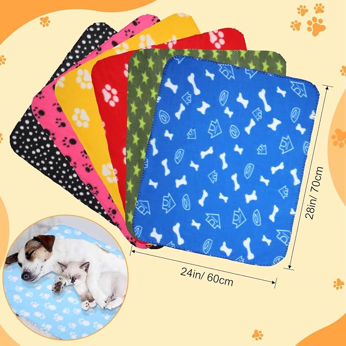 Preboun 50 Pack Puppy Blanket Bulk 24 x 28 Inch Small Soft Fleece Pets Paw - Image 2