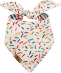 Birthday Dog Bandanas Medium Large, Colorful Sprinkle Stripes, Reversible Soft by FurryWhisper