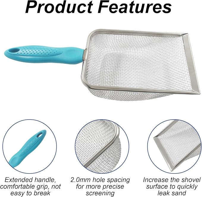 Murtenze Stainless Steel Cat Litter Scoop, Non-Stick Coated Metal Fine Sand - Image 4