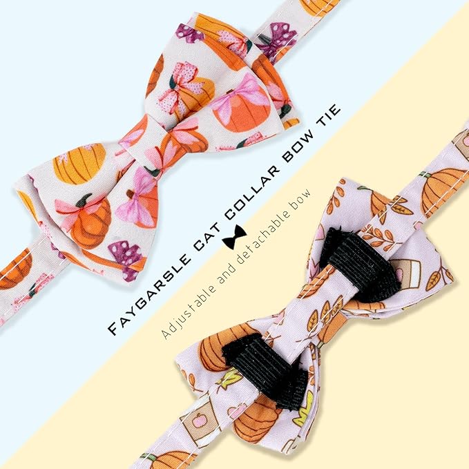 Faygarsle 2 Pack Fall Pumpkin Cat Collar - Image 3