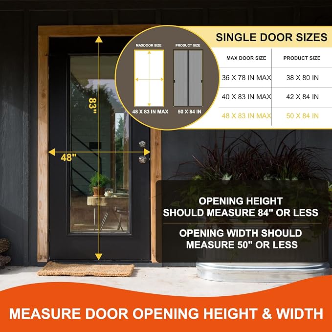 Fiberglass Magnetic Screen Door Fit Door Size 48 x 83 in- Heavy Duty Fiberglass - Image 2