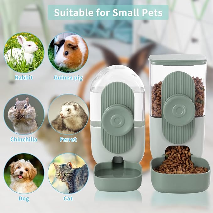 Hanging Automatic Food and Water Dispenser, Gravity Rabbit Feeder Set, Cage Cat - Image 4
