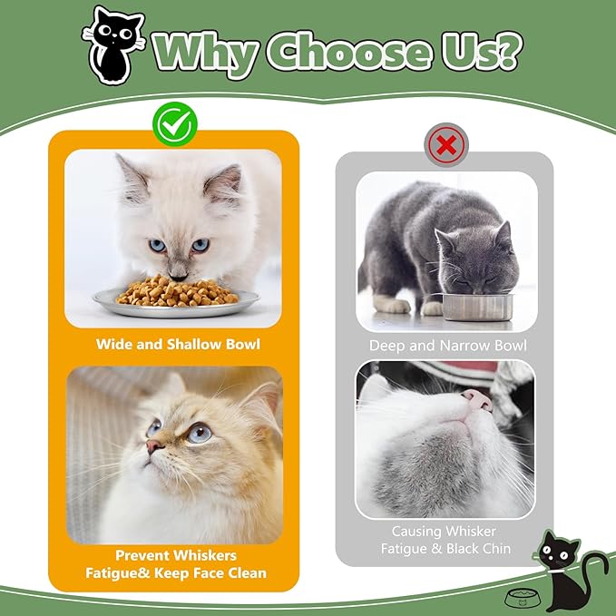 4-Pack Stainless Steel Cat Food Bowls, Shallow Whisker-Friendly Non-Slip - Image 4